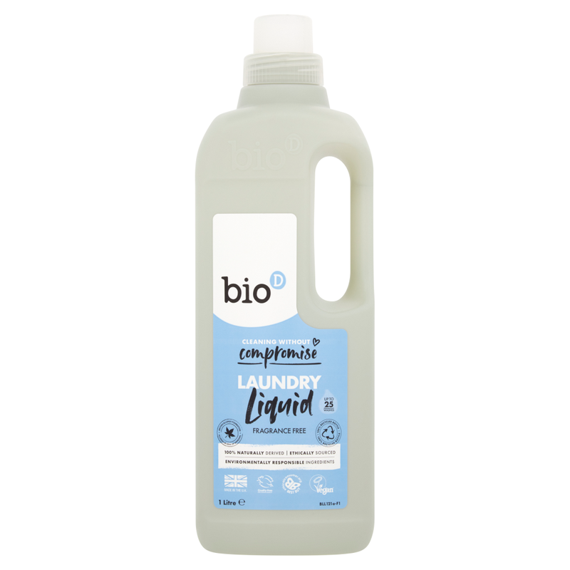 BioD Fragrance Free Laundry Liquid 1 Litre BLL121a - Image 1