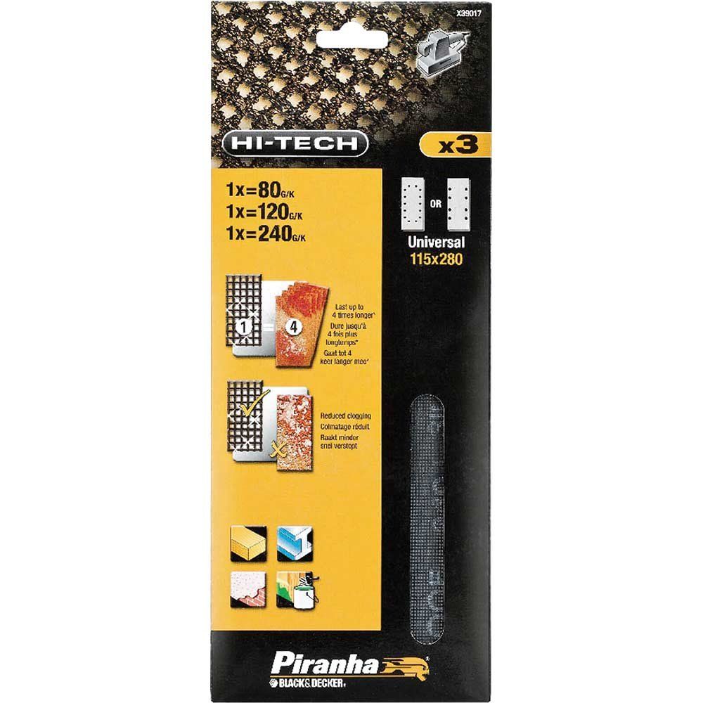 Black and Decker Piranha Hi Tech Mesh 1/2 Sanding Sheets 115mm x 280mm 120g Pack of 3 - Image 1