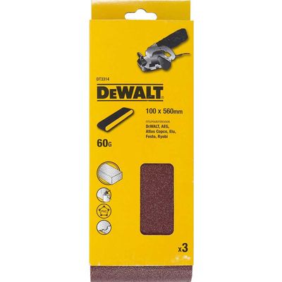 Dewalt DT3314-QZ Sanding Belt 560 X 100Mm 60G Pack Of 3