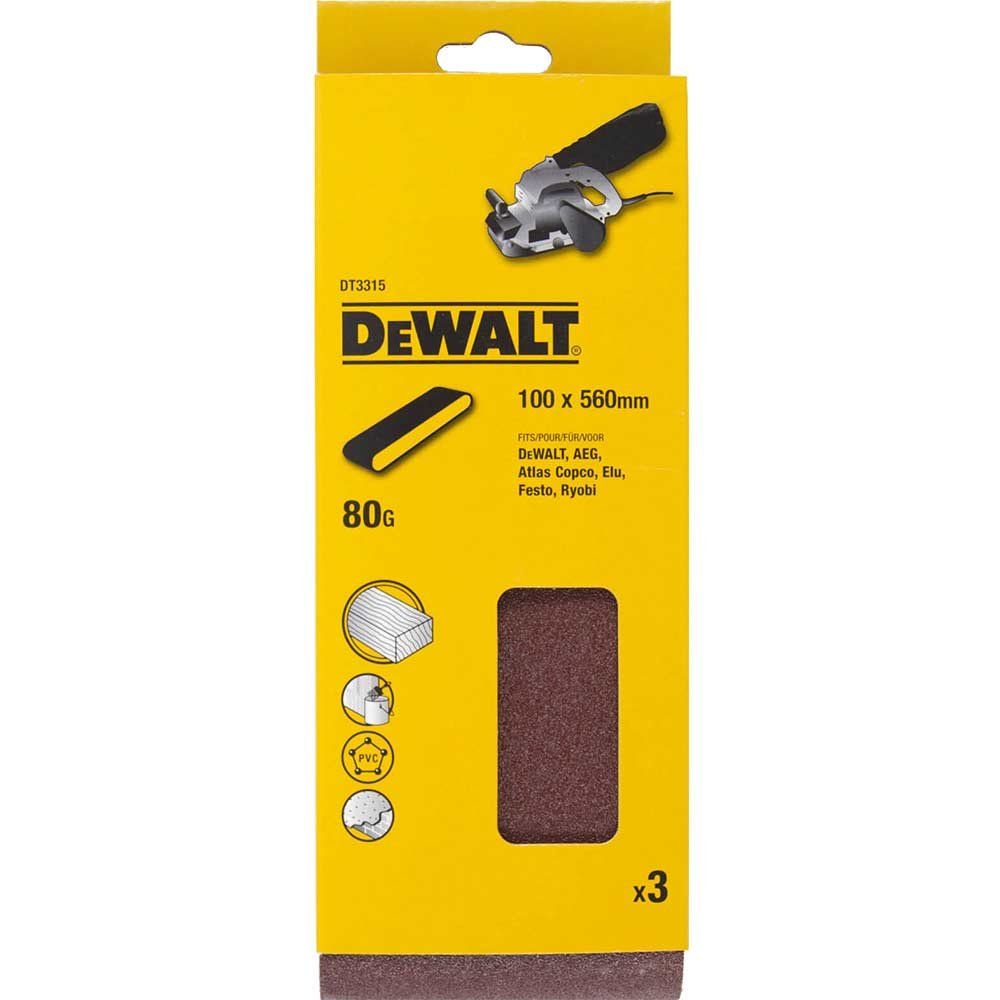 Dewalt DT3315-QZ Sanding Belt 560 X 100Mm 80G Pack Of 3 - Image 1