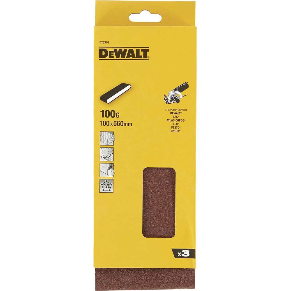 Dewalt DT3316-QZ Sanding Belt 560 X 100Mm 100G Pack Of 3 - Image 1
