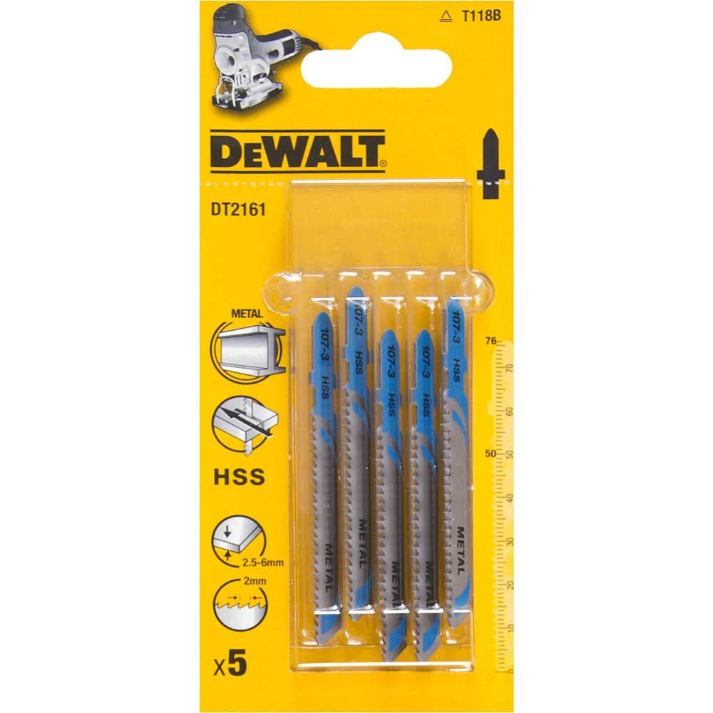 Dewalt DT2161-QZ Hss Metal Cutting Jigsaw Blades Pack Of 5 T118B - Image 1