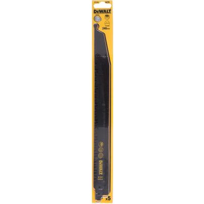 Dewalt DT2352-QZ Hcs Reciprocating Blade For Wood Fast Cuts 240Mm X 5/6.5 Tpi Pack Of 5