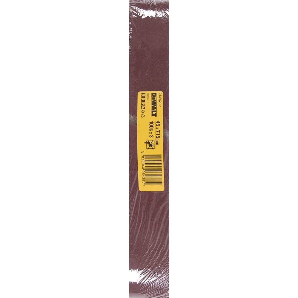 DeWalt 45 x 715mm Sanding Belts 45mm x 715mm 100g Pack of 3 - Image 1