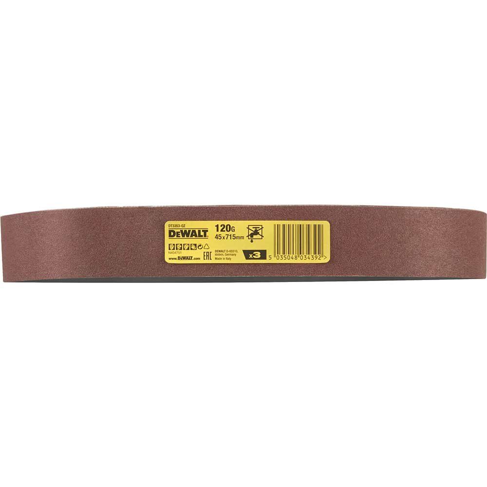 DeWalt 45 x 715mm Sanding Belts 45mm x 715mm 120g Pack of 3 - Image 1