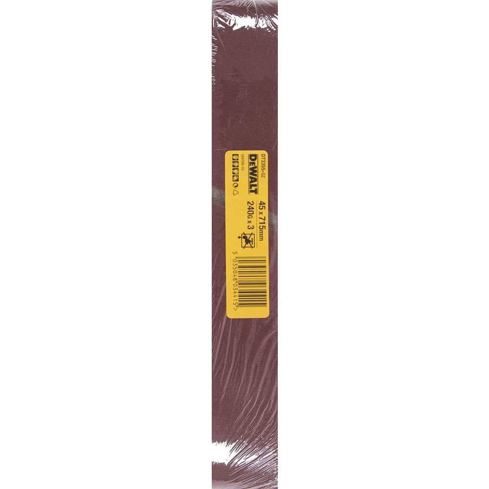 DeWalt 45 x 715mm Sanding Belts 45mm x 715mm 240g Pack of 3 - Image 1