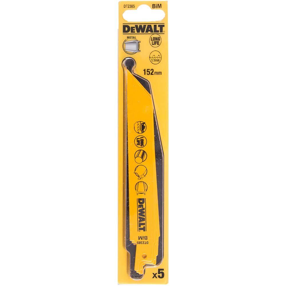 DeWalt DT2385 Fine Metal Cutting Reciprocating Sabre Saw Blades 152mm Pack of 5 - Image 1