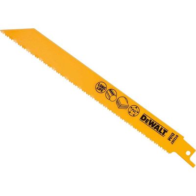 Dewalt DT2387-QZ Bi-Metal Reciprocating Blade For Plastic & Pipes 203Mm (Pack 5)