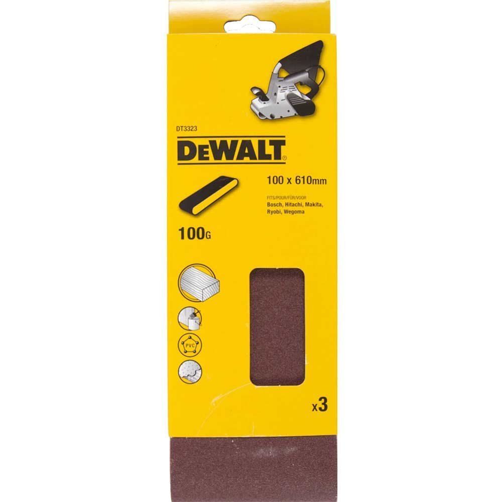 DeWalt 100 x 610mm Multi Purpose Sanding Belts 100mm x 610mm 100g Pack of 3 - Image 1