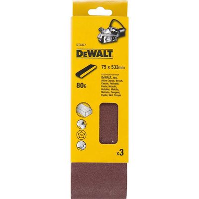 Dewalt DT3377-QZ Sanding Belt 533 X 75Mm 80G Pack Of 3