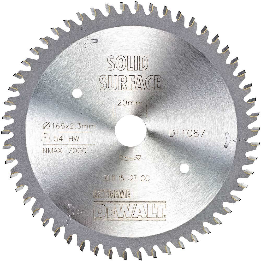 DeWalt Extreme Corian Saw Blades 165mm 54T 20mm - Image 1