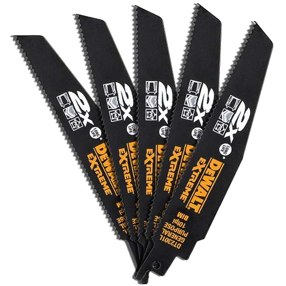Dewalt DT2301L-QZ 2X Life General Purpose Reciprocating Blade 152Mm X 10 Tpi Pack Of 5 - Image 1