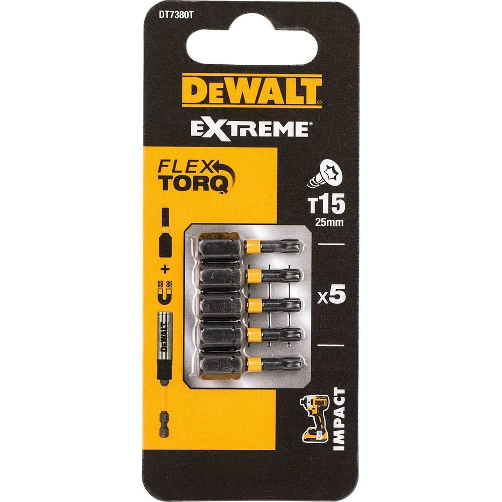 DeWalt Torx Extreme Impact Torsion Screwdriver Bit T15 25mm Pack of 5 - Image 1