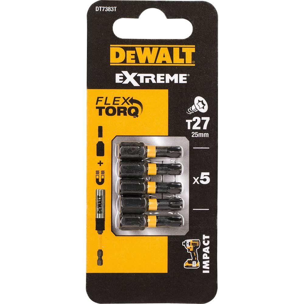 DeWalt Torx Extreme Impact Torsion Screwdriver Bit T27 25mm Pack of 5 - Image 1