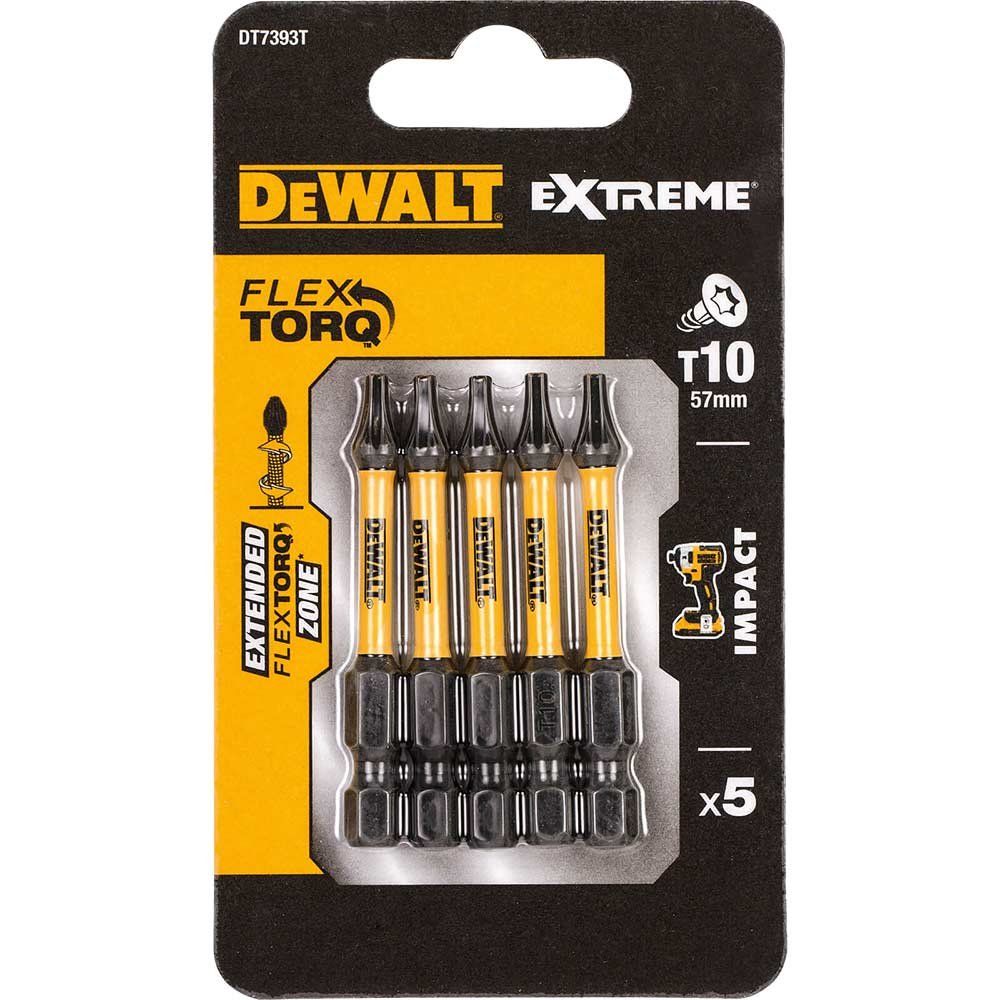 DeWalt Torx Extreme Impact Torsion Screwdriver Bit T10 50mm Pack of 5 - Image 1