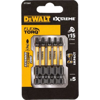 DeWalt Torx Extreme Impact Torsion Screwdriver Bit T15 50mm Pack of 5