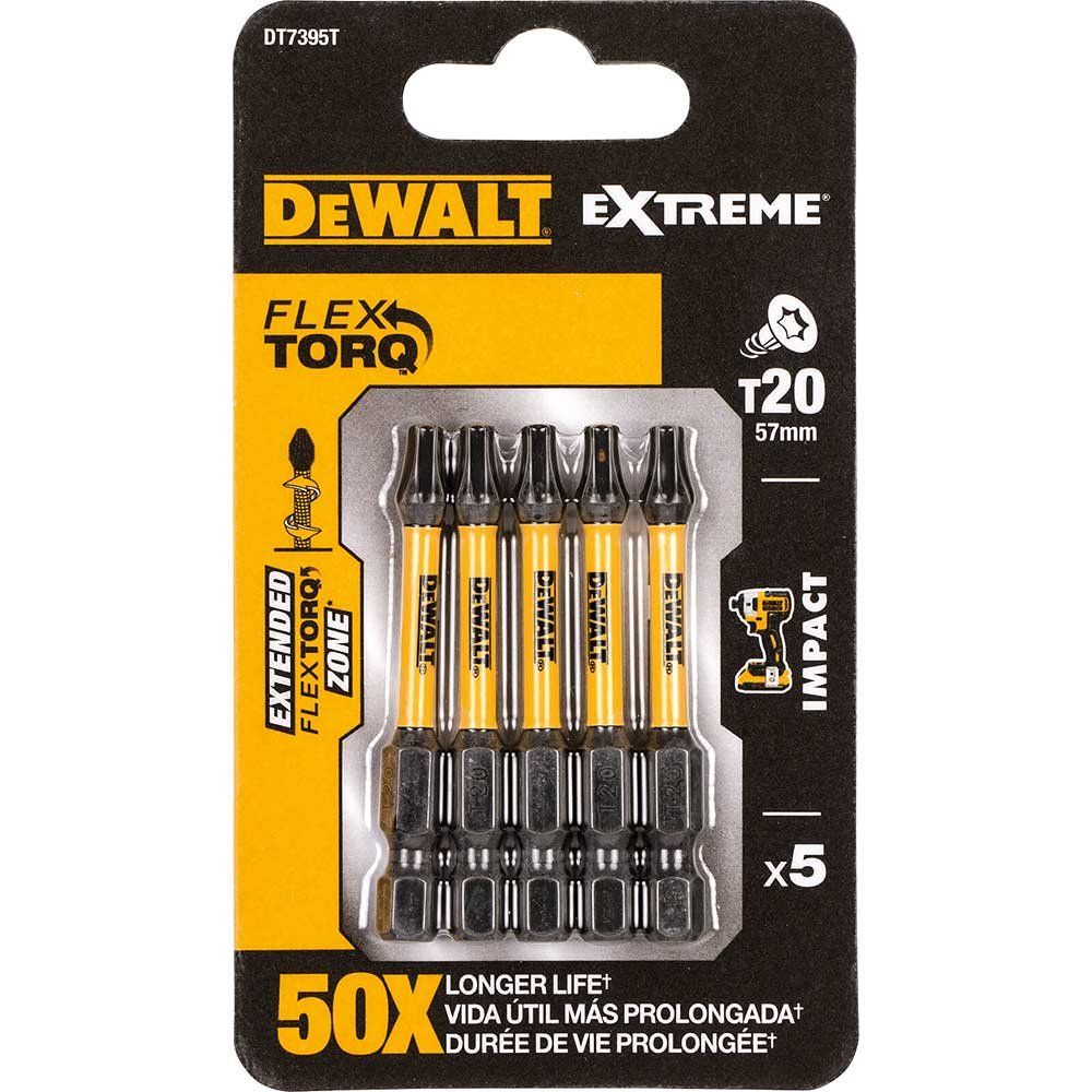 DeWalt Torx Extreme Impact Torsion Screwdriver Bit T20 50mm Pack of 5 - Image 1