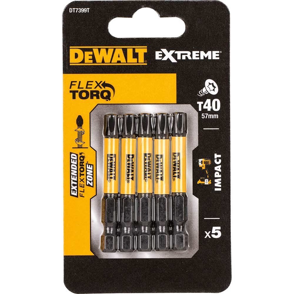 DeWalt Torx Extreme Impact Torsion Screwdriver Bit T40 50mm Pack of 5 - Image 1