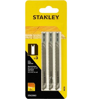 Stanley Clean Cutting U Shank Jigsaw Blades for Laminate Pack of 3