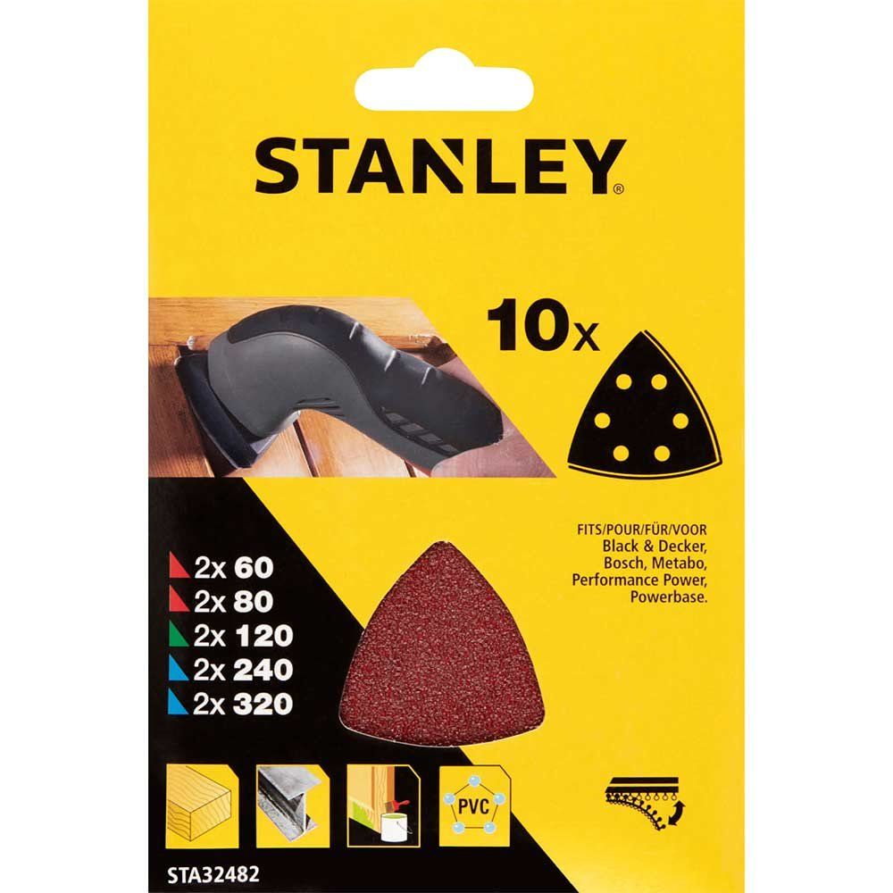 Stanley Punched Hook and Loop Detail Sander Sheets 93mm x 93mm Assorted Pack of 10 - Image 1