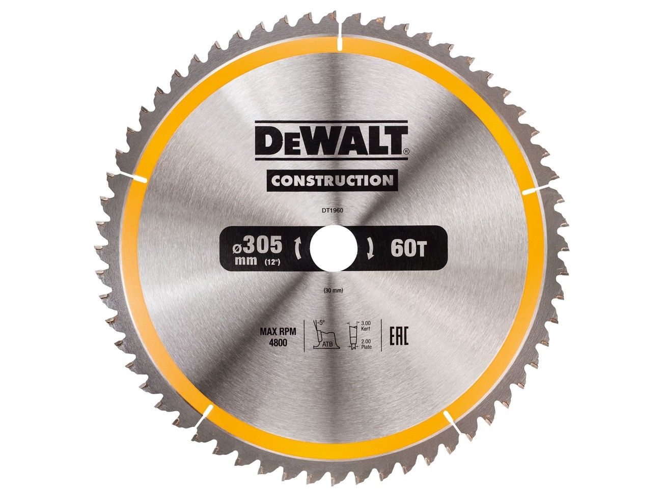 DEWALT DT1960-QZ Circular Saw Blade 305x30mm 60T - Image 1