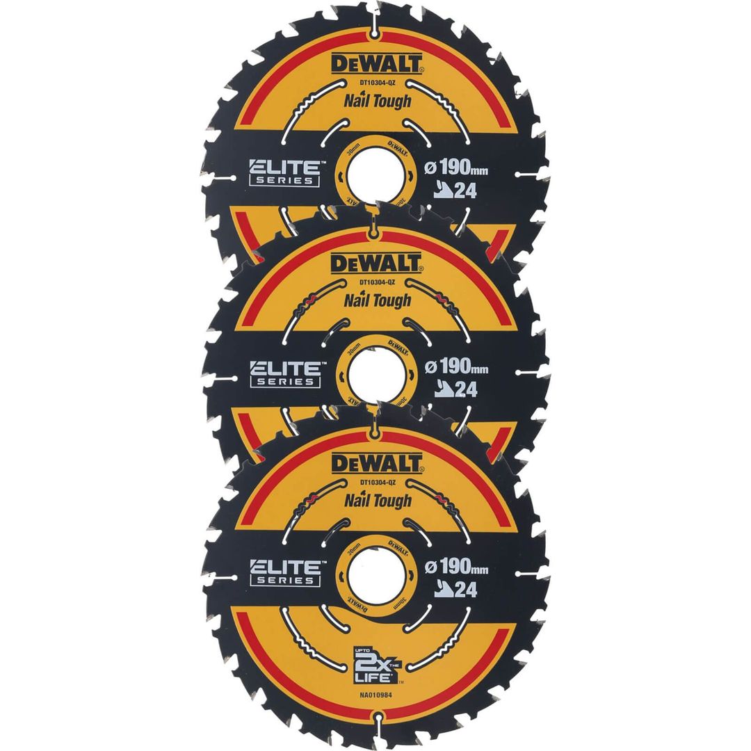 Dewalt Dt10399 Extreme Framing Circular Saw Blades For Wood 190 X 30Mm X 24T (Pack Of 3) - Image 1