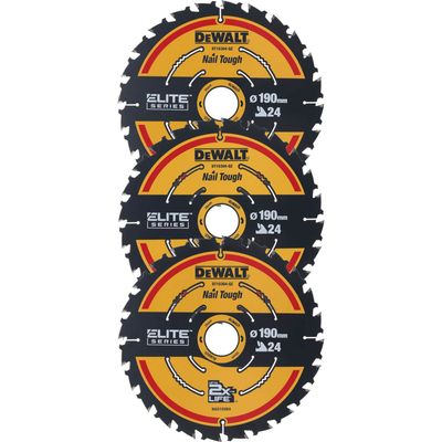 Dewalt Dt10399 Extreme Framing Circular Saw Blades For Wood 190 X 30Mm X 24T (Pack Of 3)