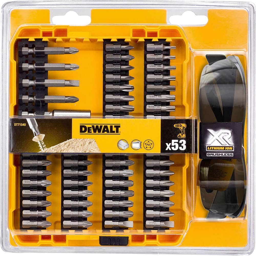 DeWalt 53 Piece Screwdriver Bit and Safety Sun Glasses Set - Image 1