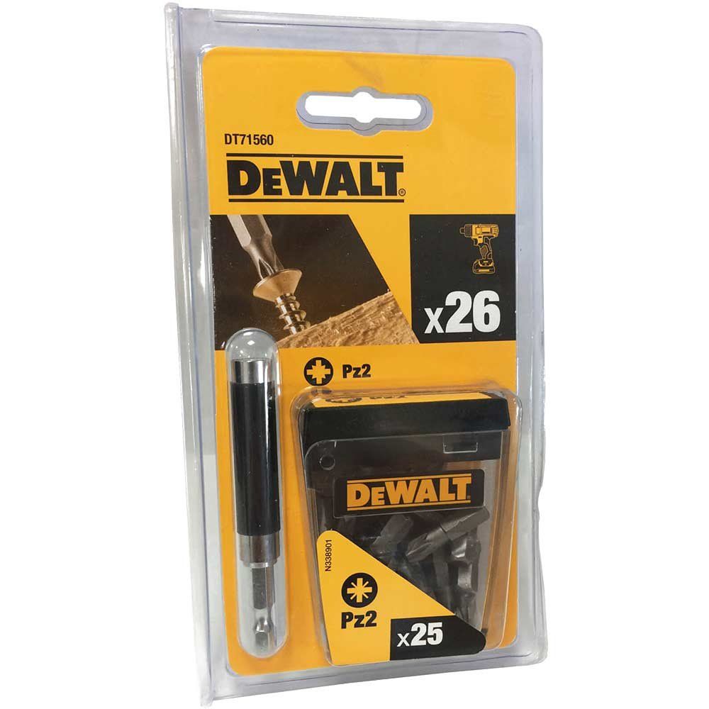 DeWalt 25 Piece Pozi 2 Screwdriver Bits and Holder PZ2 25mm Pack of 25 - Image 1