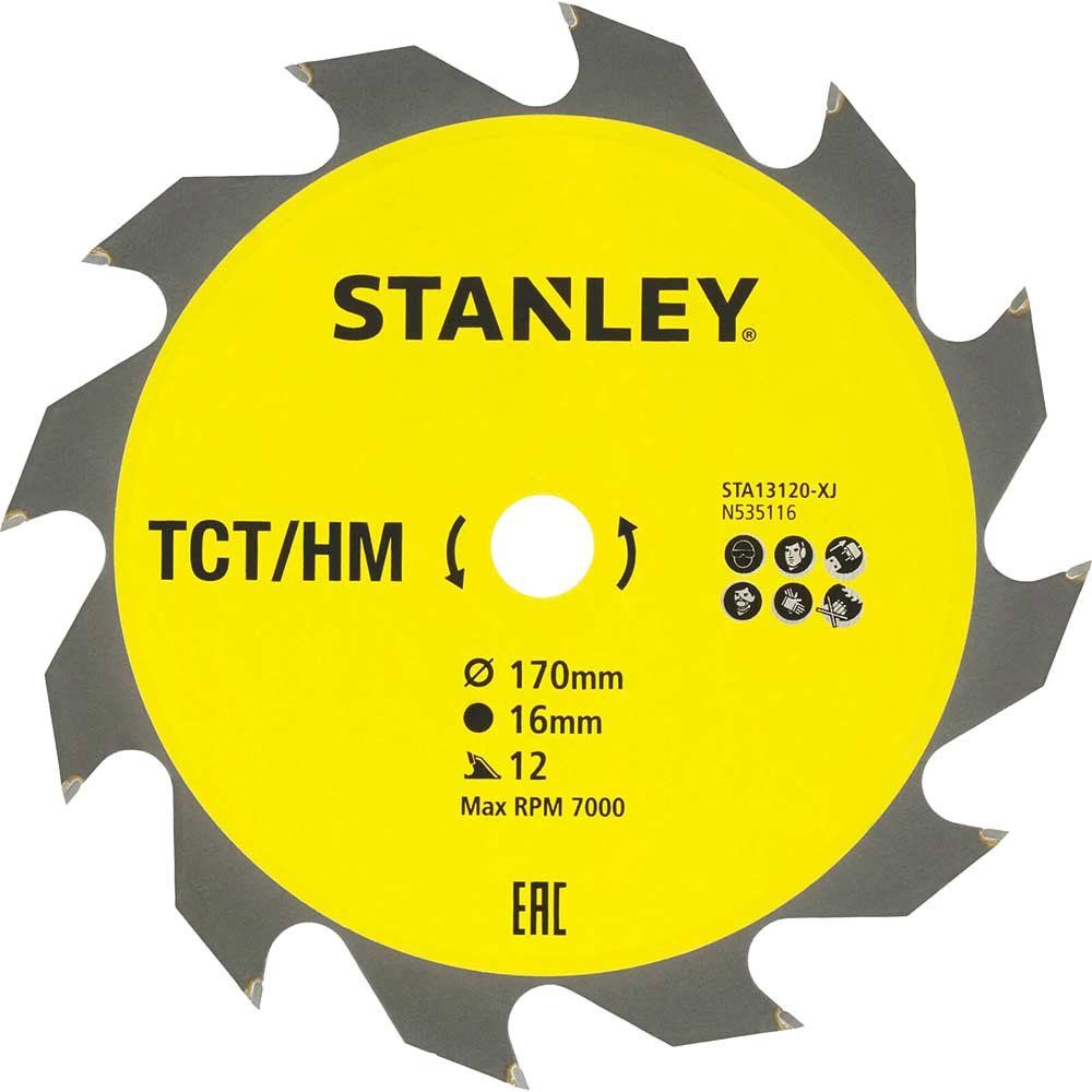 Stanley TCT Circular Saw Blade 170mm 12T 16mm - Image 1