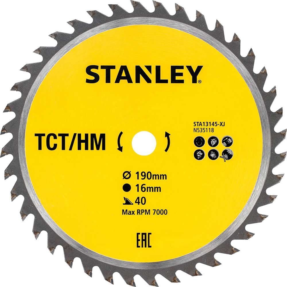 Stanley TCT Circular Saw Blade 190mm 40T 16mm - Image 1