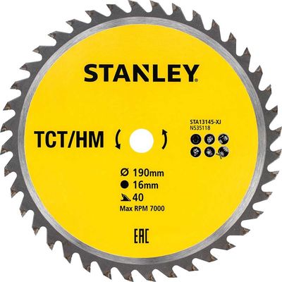 Stanley TCT Circular Saw Blade 190mm 40T 16mm