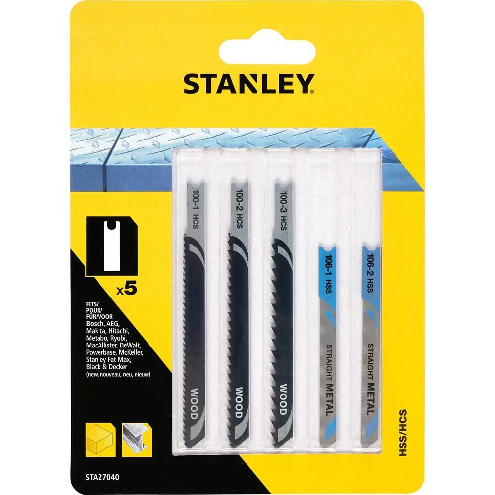 Stanley 5 Piece U Shank Jigsaw Blade Set for Wood and Metal - Image 1