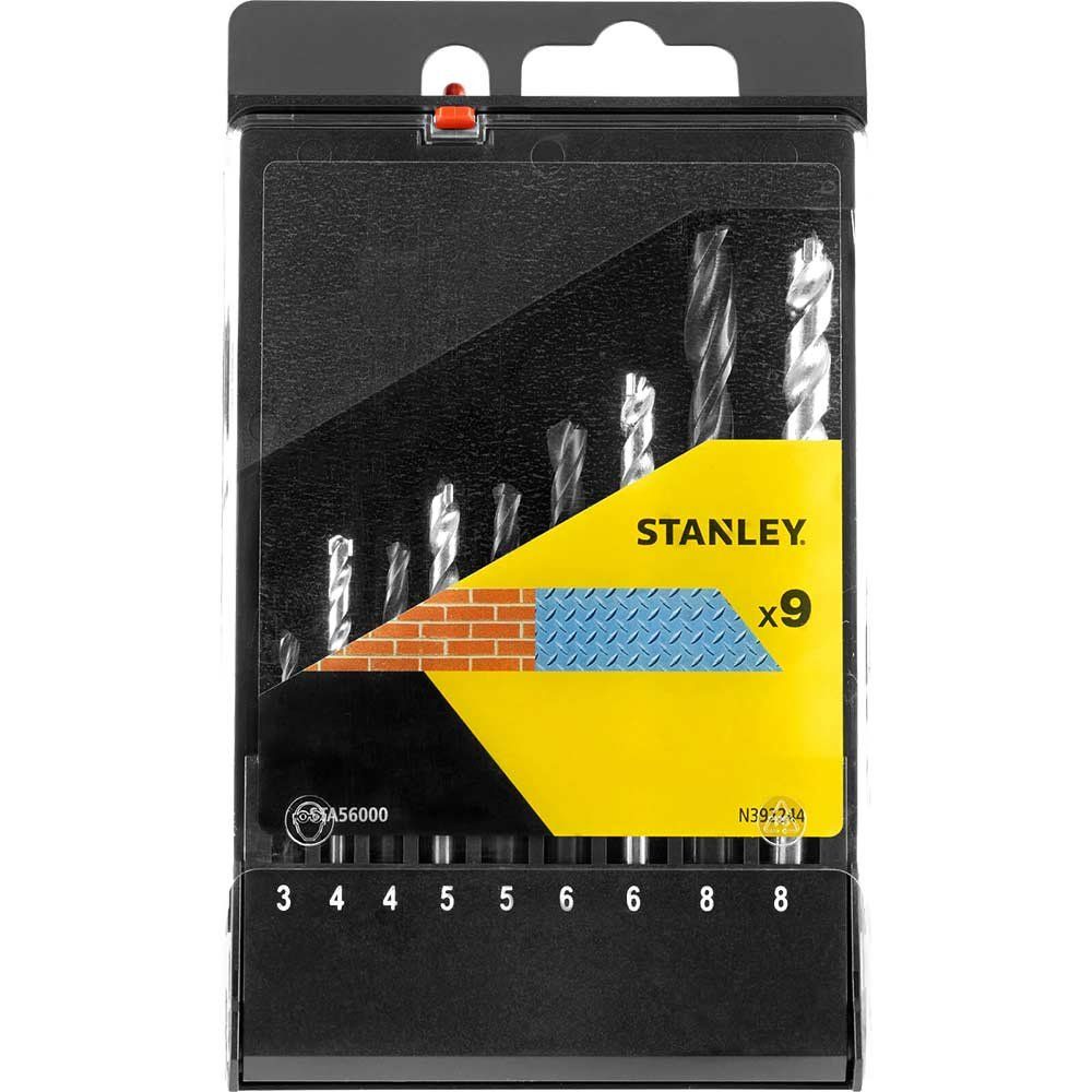 Stanley 9 Piece HSS and Masonry Drill Bit Set - Image 1