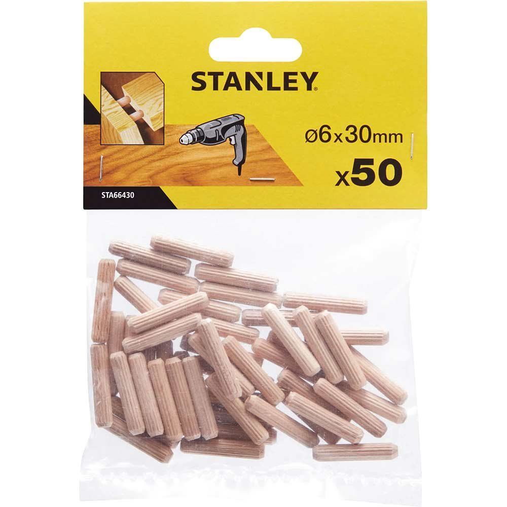 Stanley Round Wooden Dowels 6mm 30mm Pack of 50 - Image 1