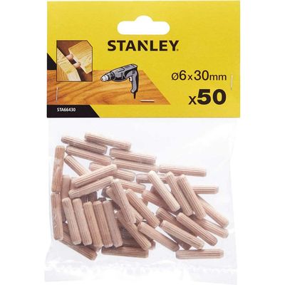 Stanley Round Wooden Dowels 6mm 30mm Pack of 50