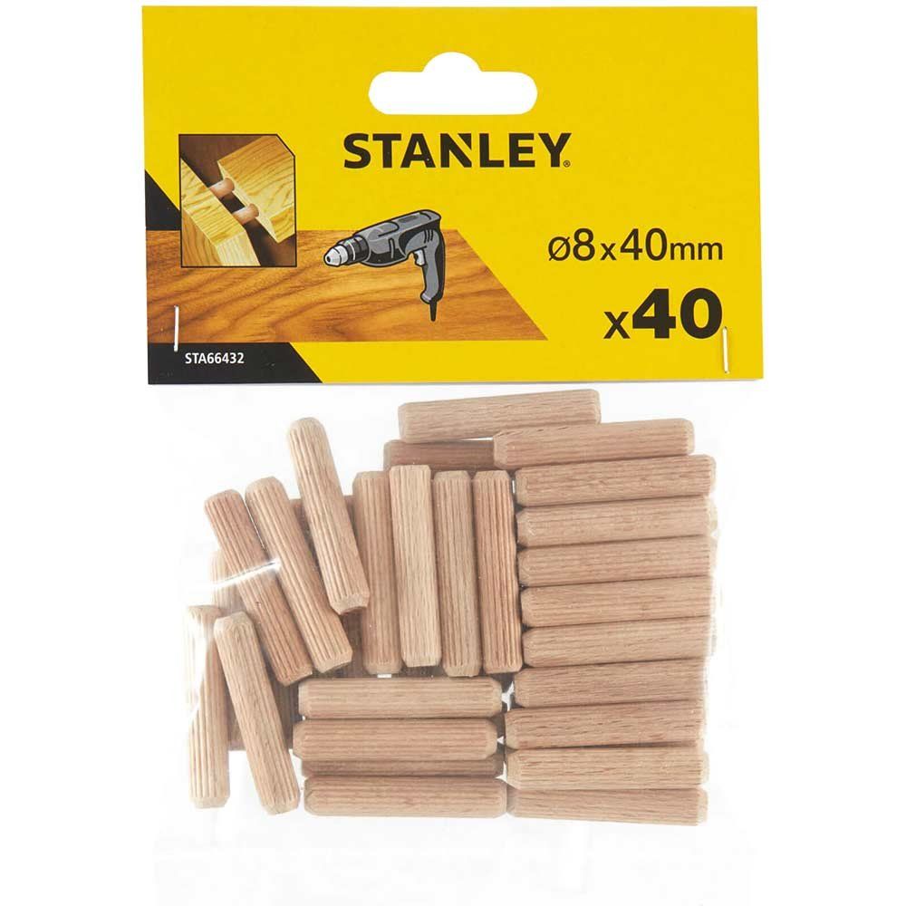 Stanley Round Wooden Dowels 8mm 40mm Pack of 40 - Image 1