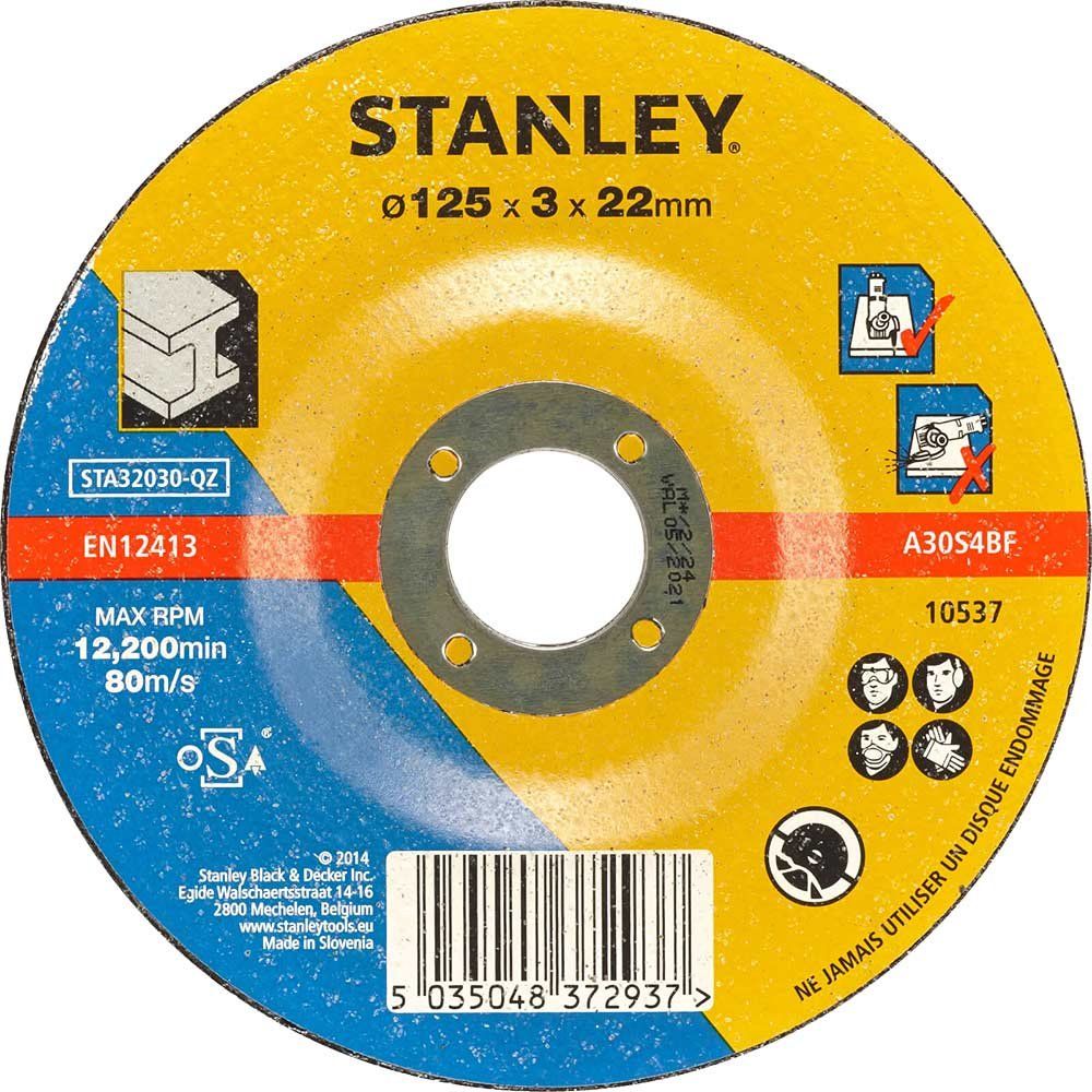 Stanley Depressed Centre Metal Cutting Disc 125mm Pack of 1 - Image 1