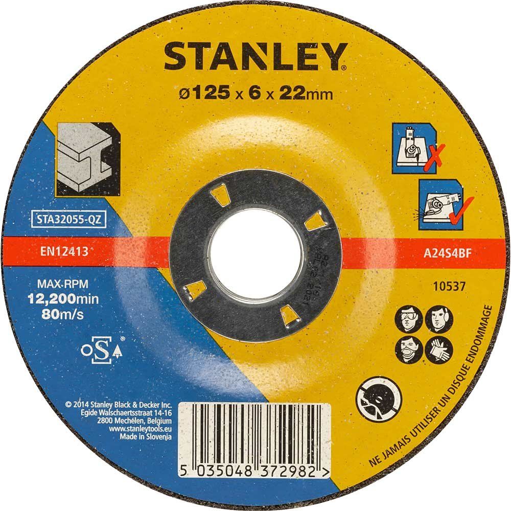Stanley Depressed Centre Metal Grinding Disc 125mm Pack of 1 - Image 1