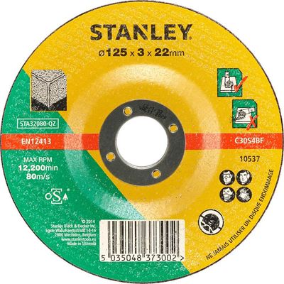 Stanley Depressed Centre Concrete and Stone Cutting Disc 125mm Pack of 1