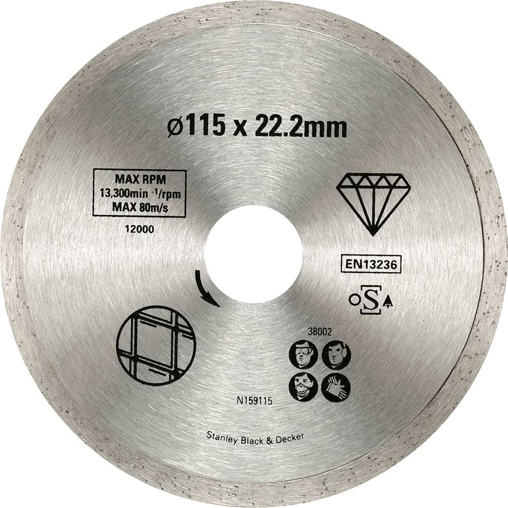 Stanley FatMax Continuous Rim Diamond Cutting Disc for Tiles 115mm - Image 1