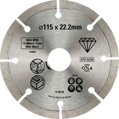 Stanley FatMax Diamond Cutting Disc for Concrete and Brick 115mm