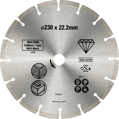 Stanley FatMax Diamond Cutting Disc for Concrete and Brick 230mm