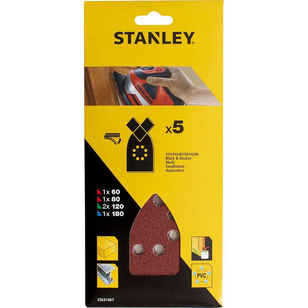 Stanley Quick Fit Multi Sander Sheets Assorted Grit Pack of 5 - Image 1