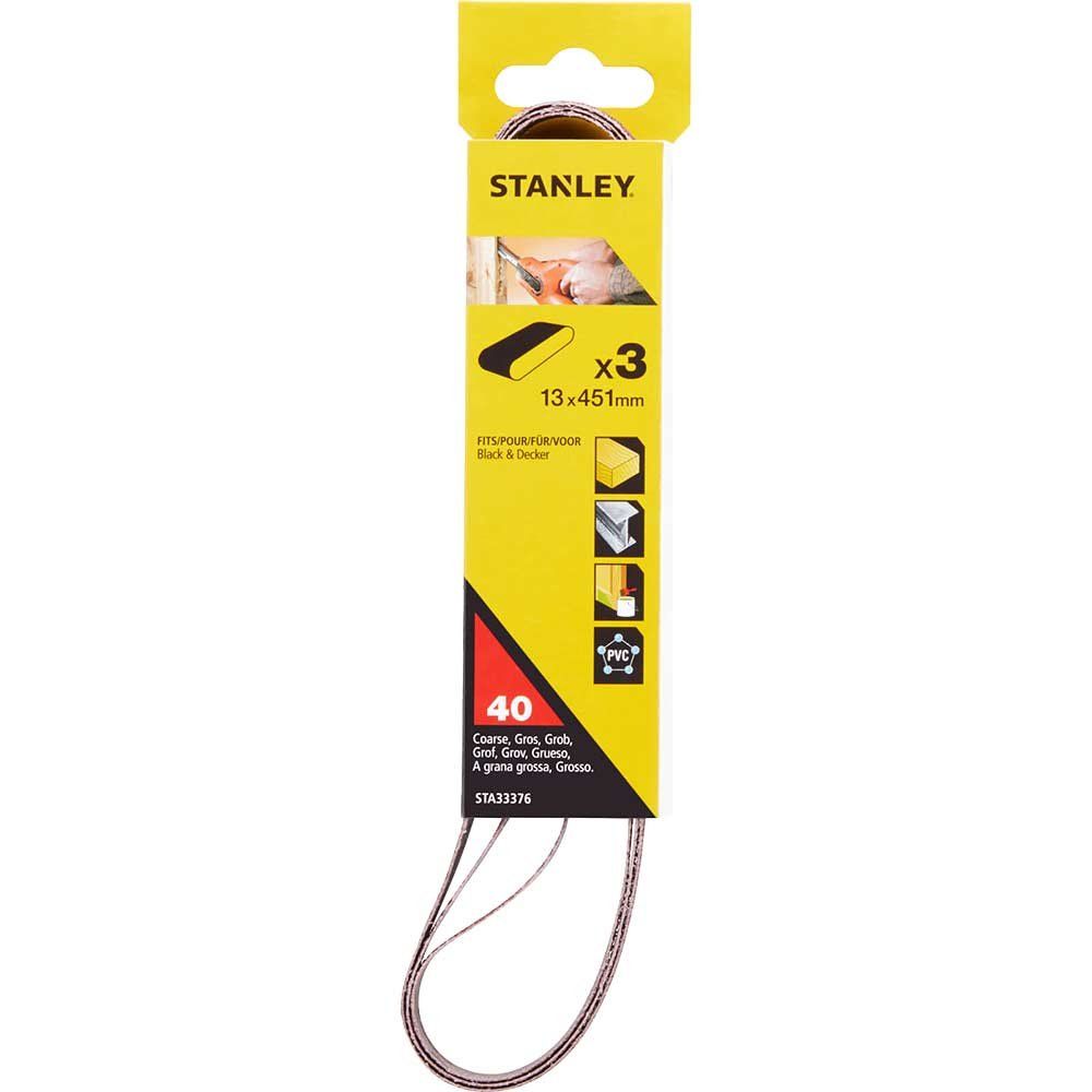 Stanley Powerfile Sanding Belts 13mm x 451mm 13mm x 451mm 40g Pack of 3 - Image 1