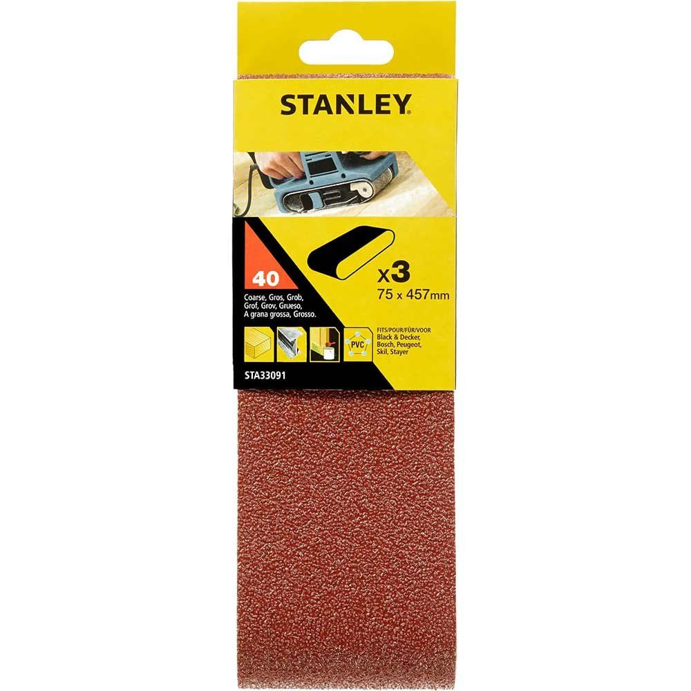 Stanley 75mm x 457mm Sanding Belts 75mm x 457mm 40g Pack of 3 - Image 1