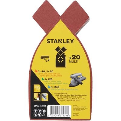 Stanley Quick Fit Multi Sander Sheets Assorted Grit Pack of 20