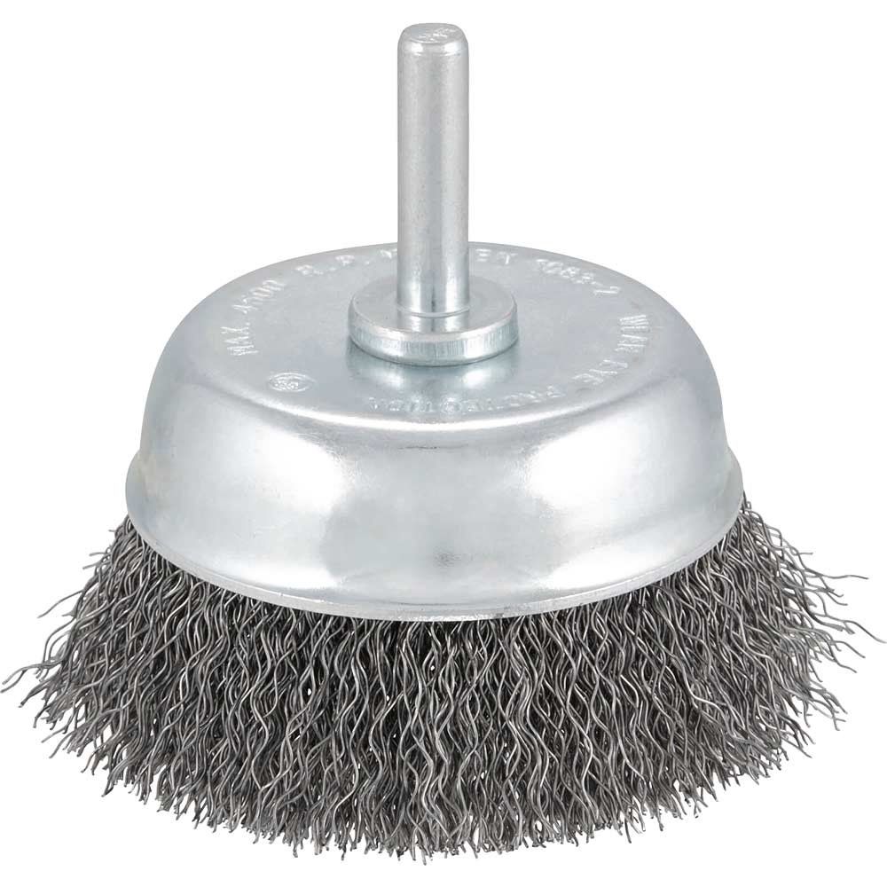 Stanley Crimped Steel Wire Cup Brush 75mm 6mm Shank - Image 1