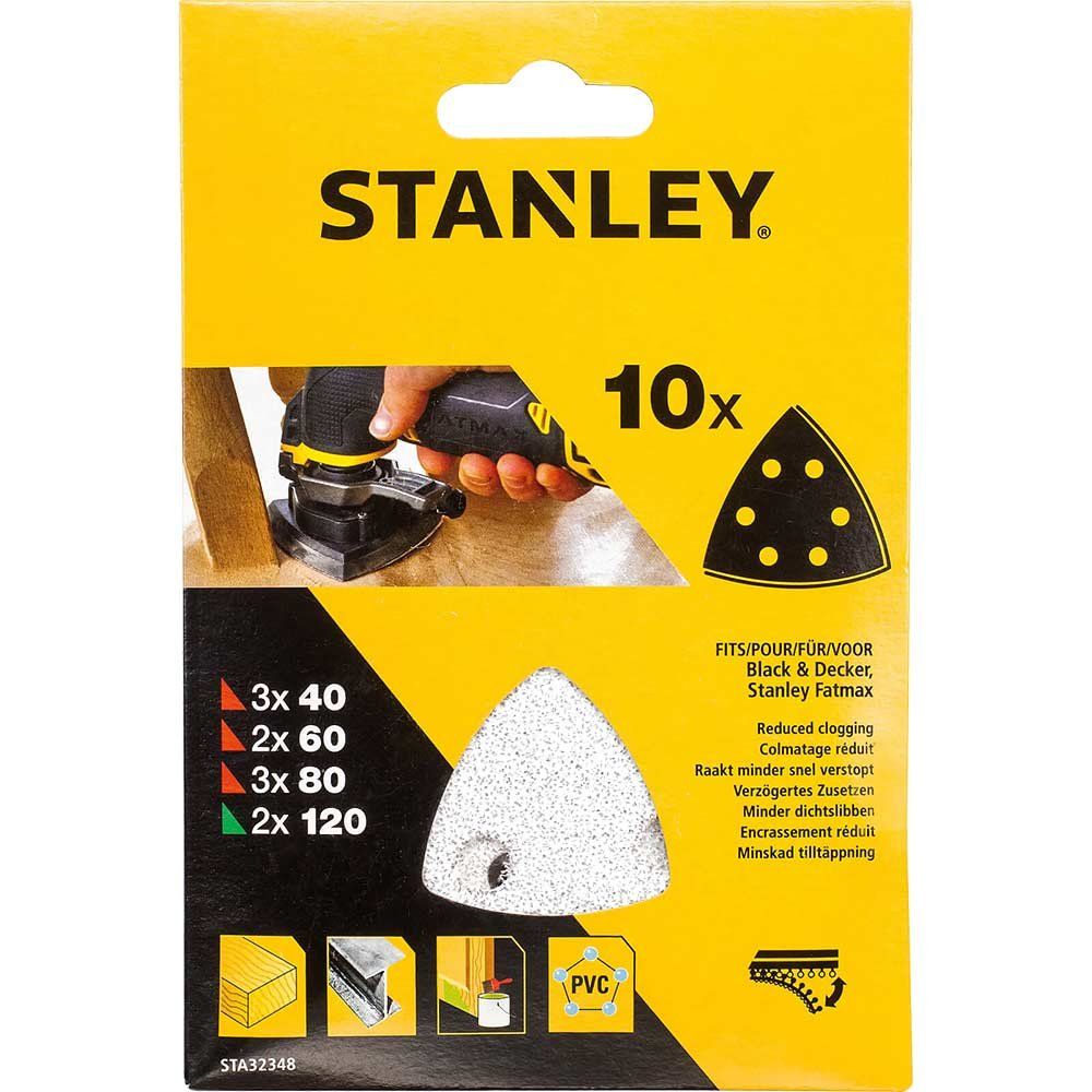 Stanley Hook and Loop Sanding Sheets for Oscillating Multi Tools Assorted Grit Pack of 10 - Image 1
