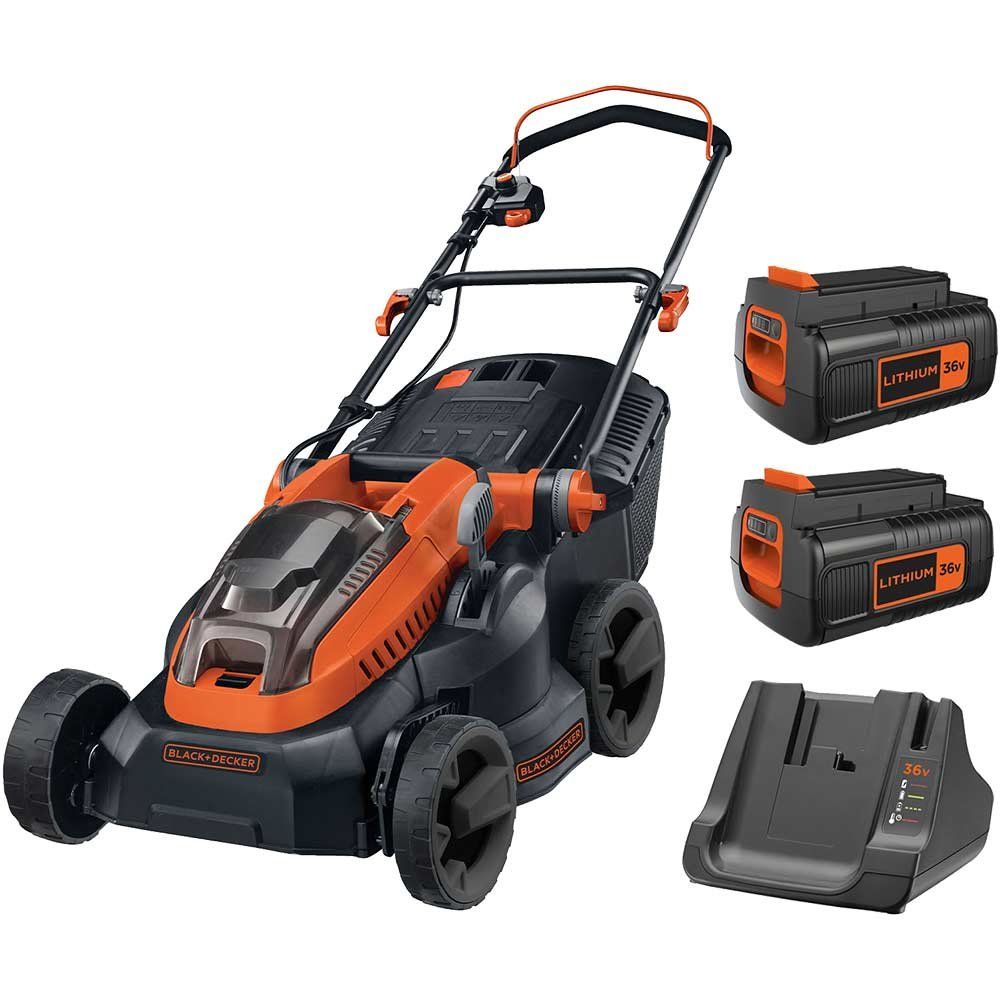 Black and Decker CLM3820L 36v Cordless Rotary Lawnmower 380mm 2 x 2ah Li-ion Battery Charger - Image 1